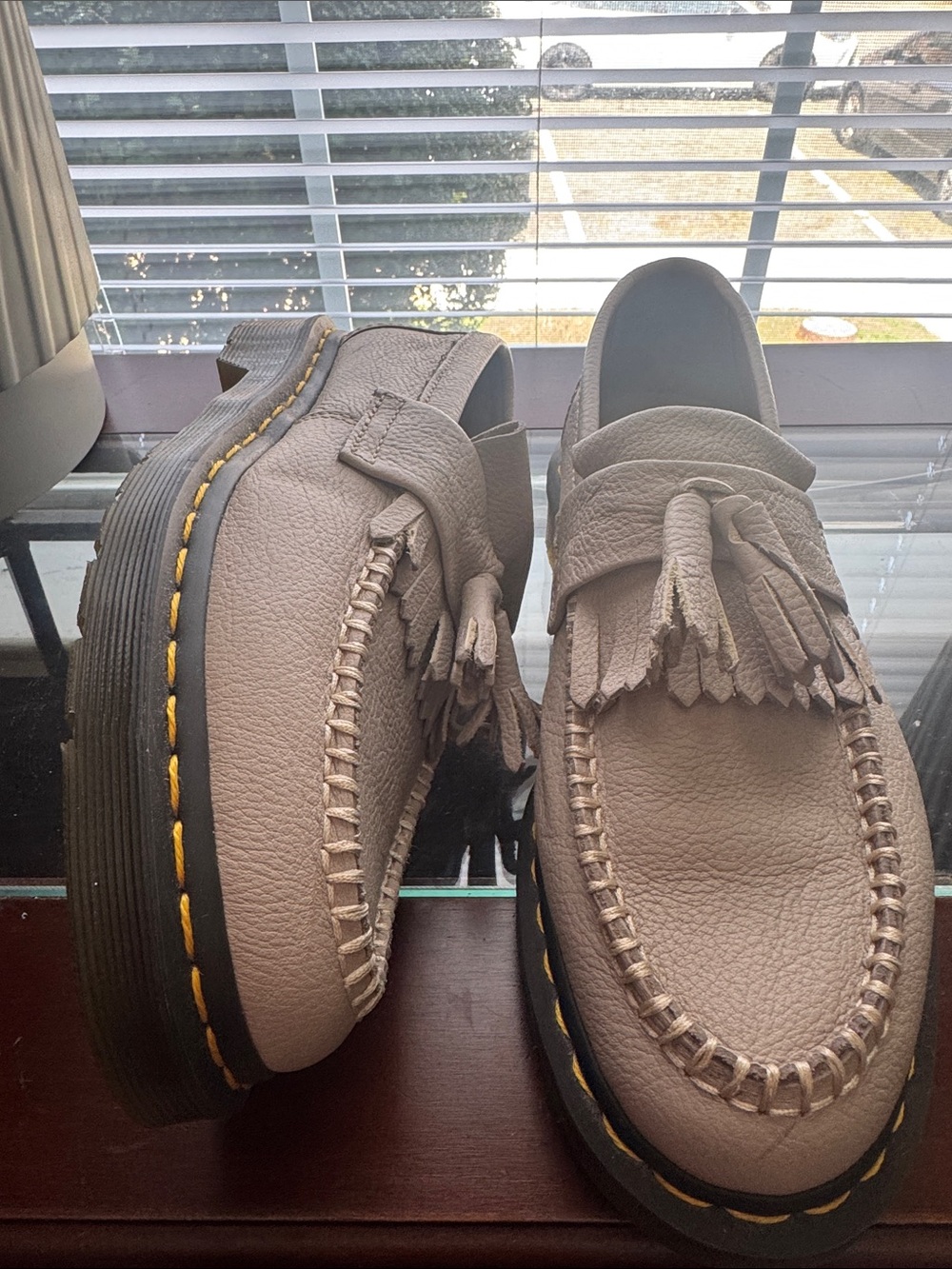 Women’s Dr Martens Taupe Leather Tassel Loafers EU39